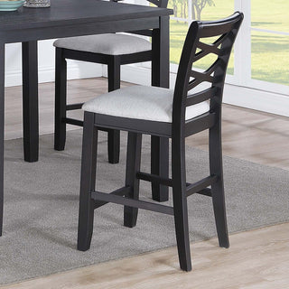 Dining Table Set With 4 Cross Back Chairs, Upholstered Cushions - Charcoal