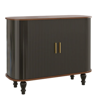Fluted Liquor & Coffee Bar Cabinet With 6 Wine Racks And 3 Glass Holders