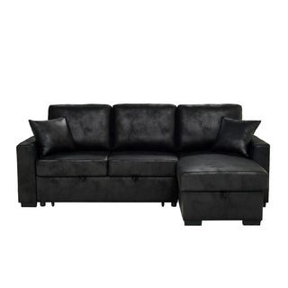 Upholstered Sectional With Pull-Out Bed And Chaise Storage