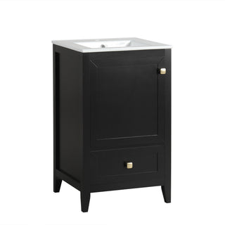 20" Bathroom Vanity With Sink Cabinet With Soft Closing Door, Drawer & Storage Rack - Black
