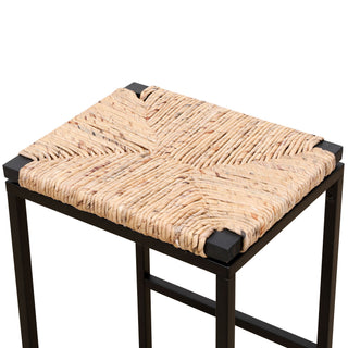 25" Height Backless Water Hyacinth Woven Bar Stools With Footrest (Set of 2) - Natural