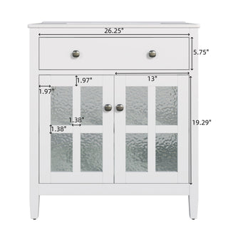 Bathroom Vanity With Ceramic Sink, Adjustable Shelf & Tip Out Tray