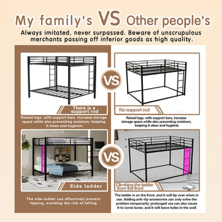 Bunk Bed For Kids, Convertible Frame With Ladders & Guardrail