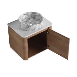 Wall Mounted Bathroom Vanity With Art Sink & 1 Soft Close Door