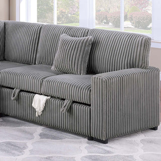Convertible Sectional Upholstered Sleeper Sofa With Storage Chaise