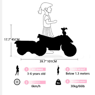 6V Kids Electric ATV With Headlights, Mp3, USB & Volume Control, 4 Wheel Ride-On Vehicle - Red