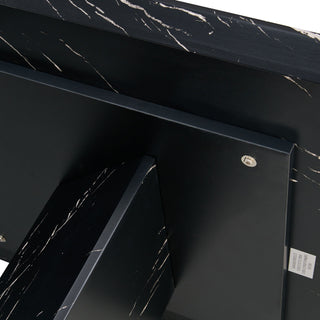 Modern Dining Table With Marbled Design For Luxurious Elegance - Black