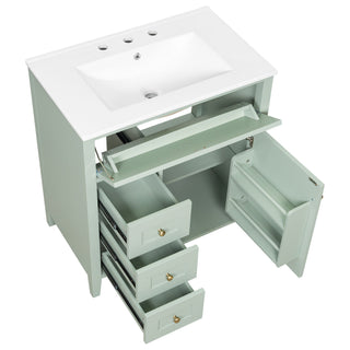 Modern Bathroom Vanity With Sink, 3 Drawers And Adjustable Shelf