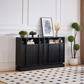 Fluted Sideboard Buffet Cabinet With 2 Doors And Adjustable Shelf, Storage Cabinet For Entryway