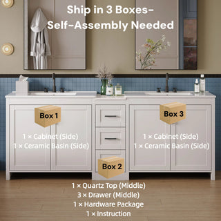 Double Sink Bathroom Vanity With Quartz Countertop