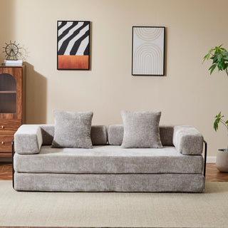 Convertible Floor Sofa Bed With Pillow Back Support Armrest