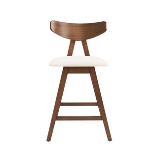 Mid Century Modern Counter Stool With V Shape Frame And Upholstered Seating