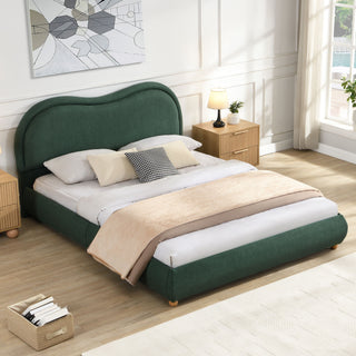 Upholstered Platform Bed Frame With Curved Headboard
