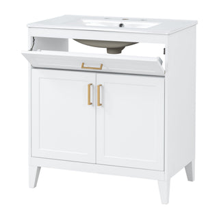 Bathroom Vanity With Sink Top, Adjustable Shelf, Door Organizers