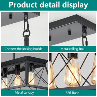 Chandelier Pendant Light For Dining Room Kitchen, 5 Light Fixture With Adjustable Height