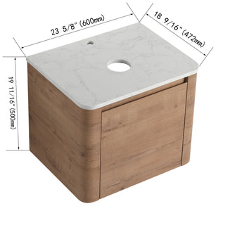 24" Wall Mounted Bathroom Vanity With Soft Close Door, Excluding Sink - Imitative Oak