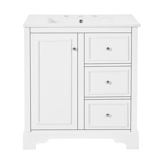 Bathroom Vanity With Sink, Modern Elegant Bathroom Storage Cabinet With 3 Drawers And Adjustable Shelves, Freestanding Vanity Set With Mirror Cabinet, Single Sink Bathroom Vanity