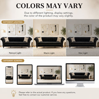 3 Seater Sofa With Rolled Arms, Vertical Channel Tufted Backrest