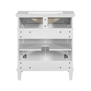 Bathroom Vanity With Ceramic Basin, Soft Close Door And Adjustable Shelves