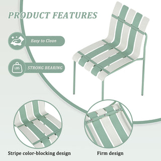Single Chairs With Color Blocking Design (Set of 4) - Haze Green / White