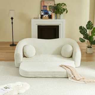 Curved Convertible Sofa, 2 In 1 Frameless Folding Sofa Bed With Pull Out Base And Deep Seat