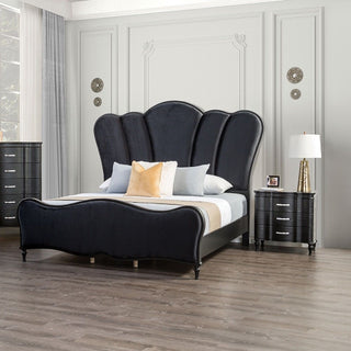 Nightstand, 3 Drawer Bedside Table - Black