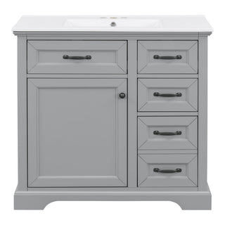36" Bathroom Vanity With Sink, 2 Tip-Out Drawers, Soft Close Hinges