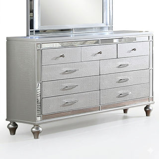 1 Piece Dresser With Snake Skin Bedroom Furniture - Silver
