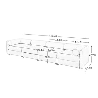 Stylish Sofa With Storage Seat And Cylindrical Backrest