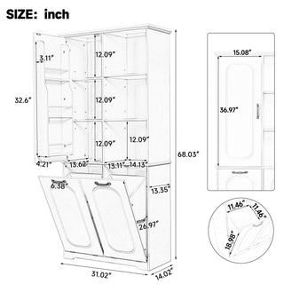 Freestanding Tall Storage Cabinet With 2 Tilt Out Hampers