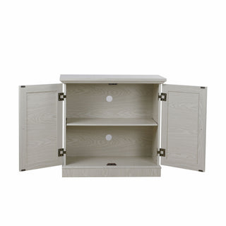 Sideboard Cabinet With Mirrored Doors, Adjustable Shelf, Metal Handles