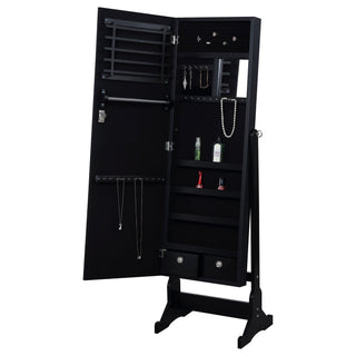 Casey - Jewelry Cheval Mirror With Storage - Black