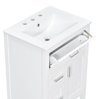 Modern Bathroom Vanity With Sink, Flip Drawer & 2 Drawers, Soft Close Hinges, Adjustable Shelf