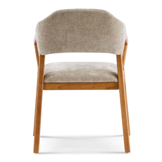 Indoor Upholstered Dining Chair (Set of 2) With Sturdy Frame And Ergonomic Curved Backrest - Oatmeal / Teak