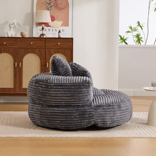 Oversized Bean Bag Chair With 3 Pillows & Armrest - Dark Gray