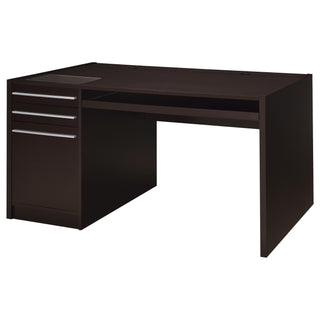 Halston - 3 Drawer Office Computer Desk With Keyboard Tray - Cappuccino