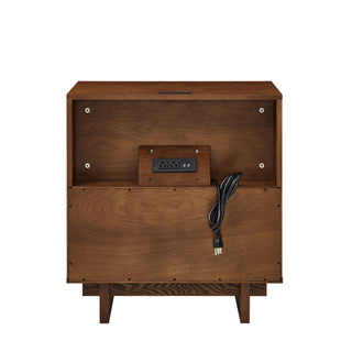 Nightstand With Hidden Charging Station USB Ports & Outlet Hole