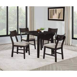 Jackie - 5 Piece Dining Set With Drop Leaf Table And Side Chairs - Dark Coffee
