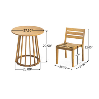Outdoor 3 Pieces Dining Set, Round Bistro Set - Teak