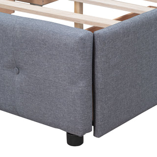 Upholstered Platform Bed With Classic Headboard And Drawers, No Box Spring Needed