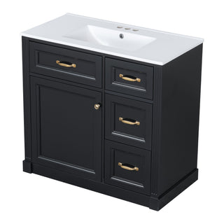Modern Bathroom Vanity With Sink, 4 Drawers, Soft-Close Door, Adjustable Shelf