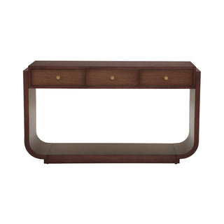 Console Table With 3 Drawers, Display Shelf, Curved Legs - Walnut