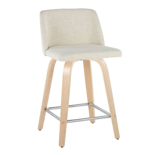 Toriano - Contemporary Fixed Height Counter Stool Swivel With Square Footrest (Set of 2)