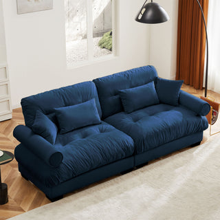 Modern Sofa With Bolstered Armrests And Pillows