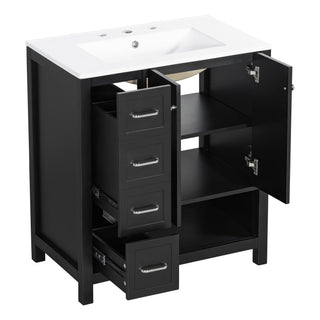 Bathroom Vanity With Sink Top, Bathroom Vanity Cabinet With 2 Doors And 2 Drawers, Open Shelf