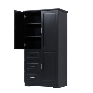 Tall Wide Storage Cabinet With Doors, 3 Drawers