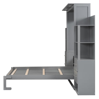 Murphy Wall Bed With LED Lights, Shelves And Drawers