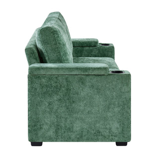 Pull Out Sofa Bed Loveseat With Twin Mattress, Cup Holders And Arm Storage