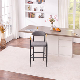 Upholstered Bar Stool With Ergonomic Design (Set of 2)