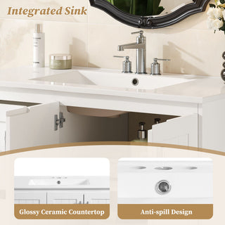 Wall Mounted Bathroom Vanity & Sink, 2 Drawers